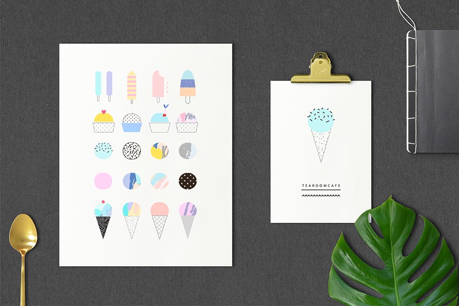 冰淇淋元素插画图标素材 ICE CREAM vector p