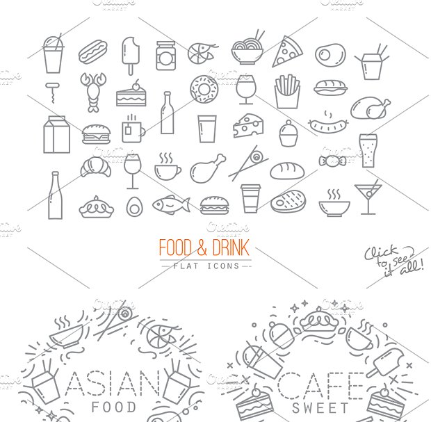 扁平化食物图标素材 Flat Food Icons #142