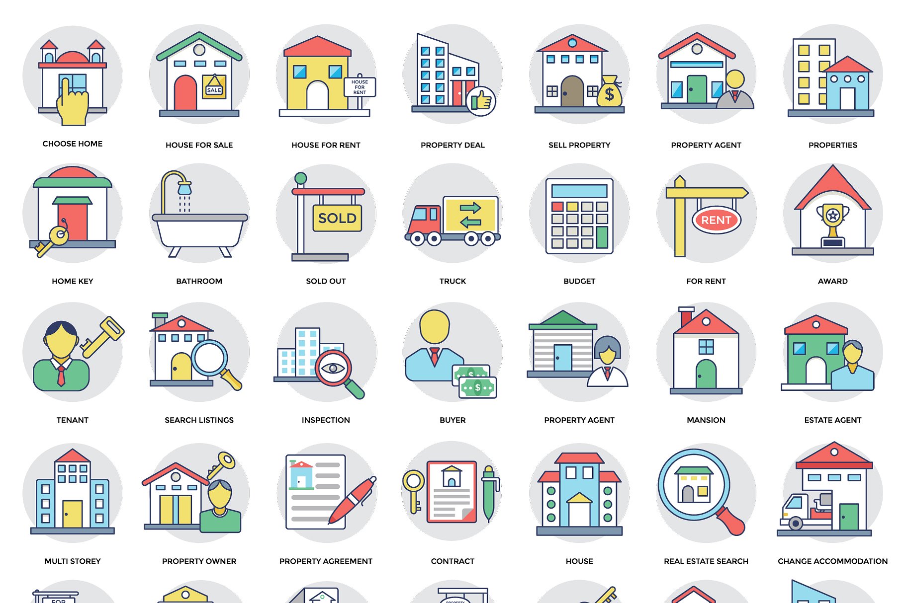 真实资产图标插画 196 Real Estate Icons