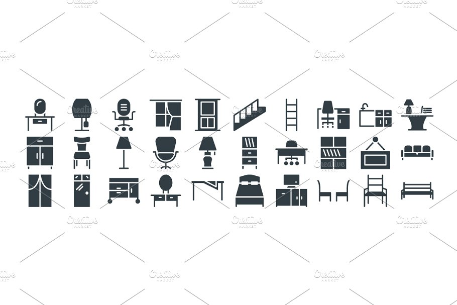 家具矢量图标 100 Furniture Vector Ic