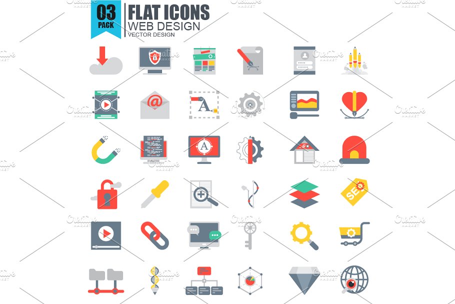 扁平化网站图标 Flat Website Icons #13