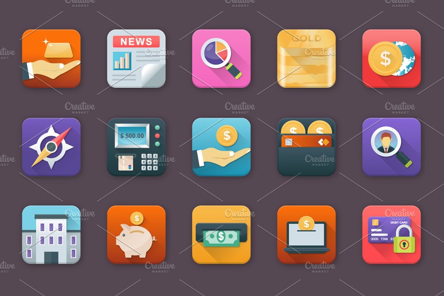 80个金融应用图标 80 Finance App Icons