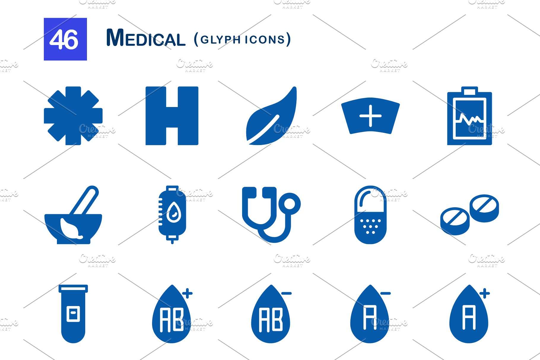 医学图标集 46 Medical Glyph Icons #