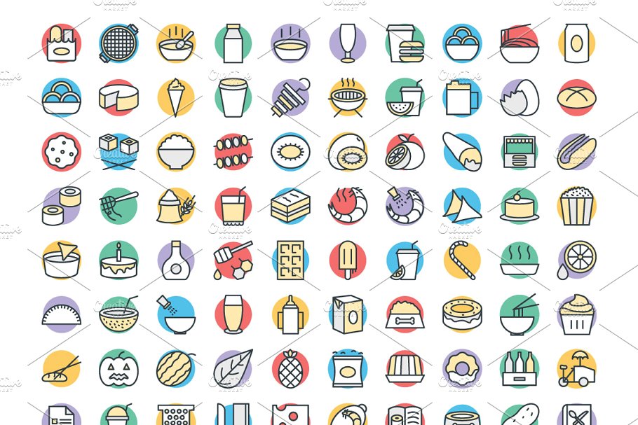 食物矢量图标 300 Food Vector Icons