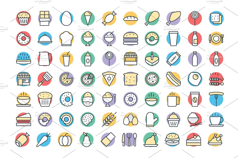 食物矢量图标 300 Food Vector Icons