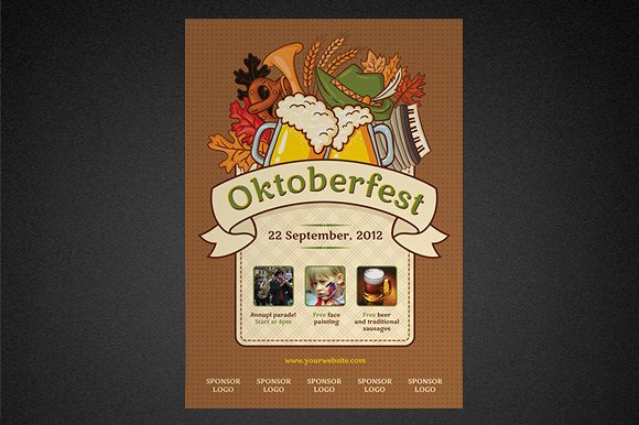 啤酒节海报设计模板 Oktoberfest Poster T