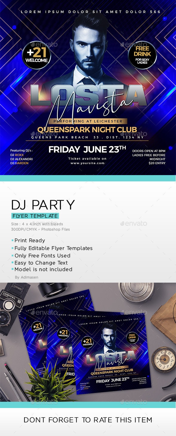 DJ音乐狂欢派对传单设计模板DJ Party Flyer