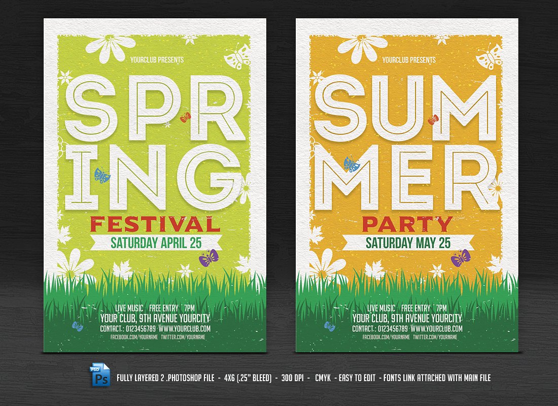 春夏海报设计模板 Spring Summer Flyers