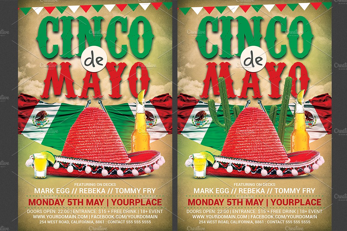 墨西哥节日海报设计模板 Cinco De Mayo Flye