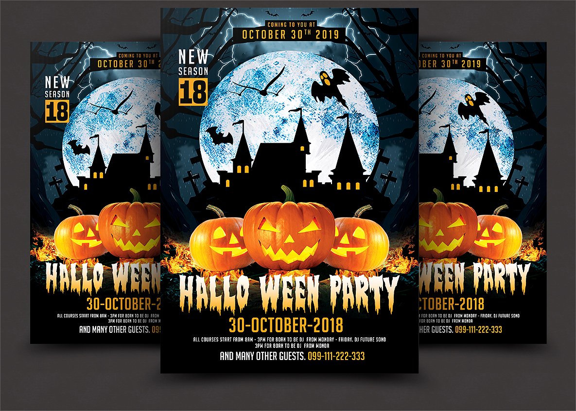 万圣节元素模板 Halloween Party Flyer