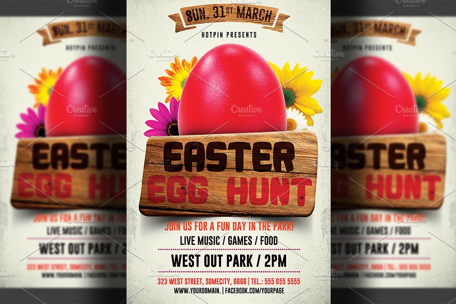 复活节彩蛋传单模板 Easter Egg Hunt Flye