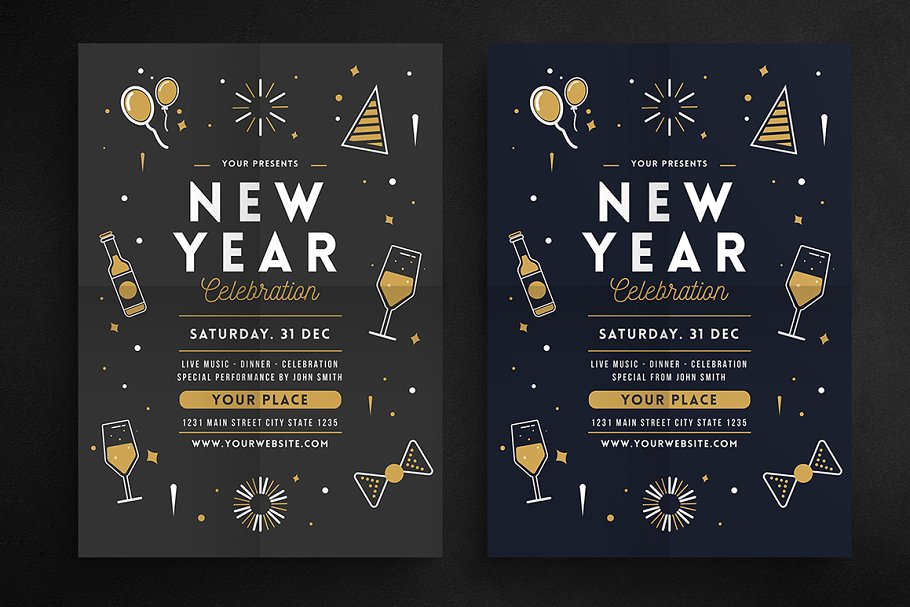 新年派对庆祝海报设计模板 New Year Party Ce
