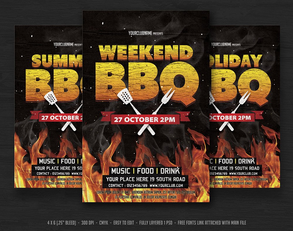 周末烧烤海报设计模板 Weekend BBQ #133249