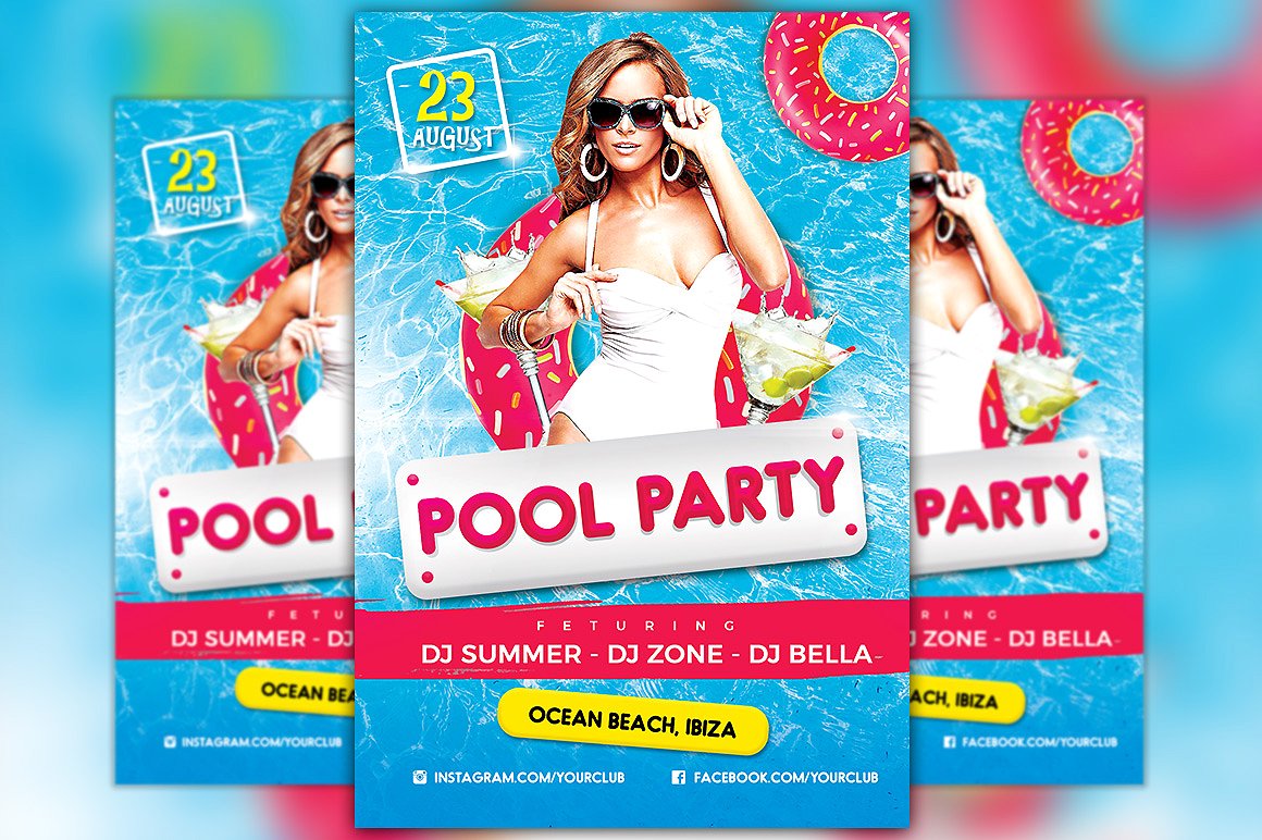 夏季游泳池海报设计模板 Pool Party Flyer T