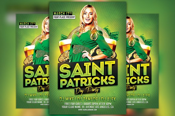 圣帕特里克节派对海报设计模板 Saint Patricks