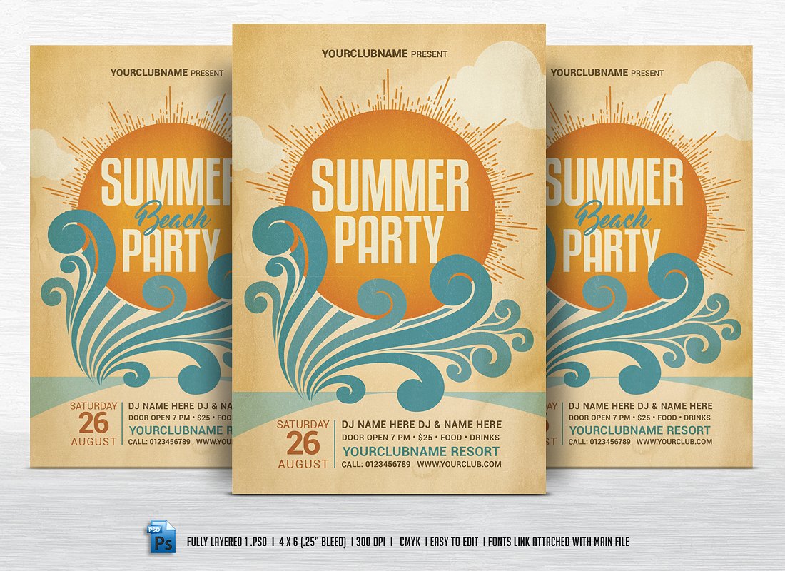 夏季海报背景传单制作 Summer Party Flyer