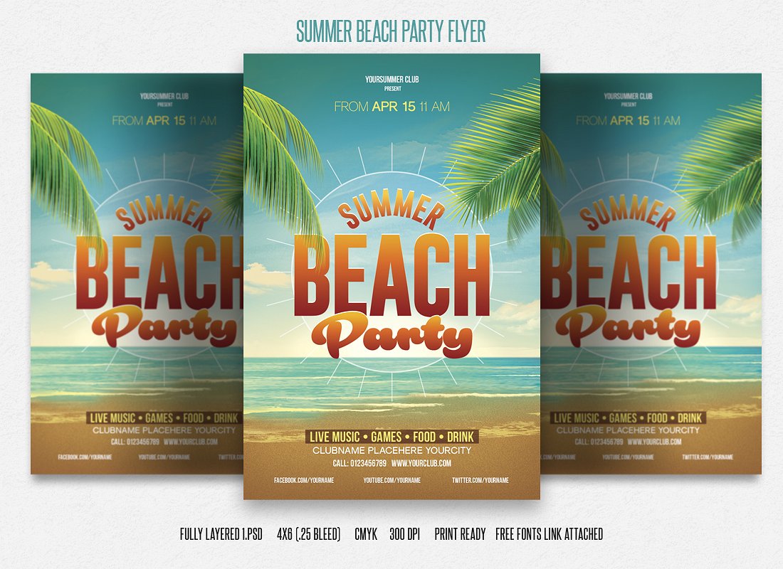 夏季海报背景模板 Summer Beach Party #1