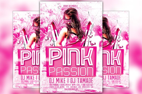 粉色时尚海报背景模板 Pink Passion Party