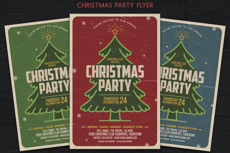 复古圣诞节海报设计 Christmas Party Flye