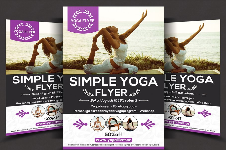 瑜伽海报设计模板 Simple Yoga Flyer #13