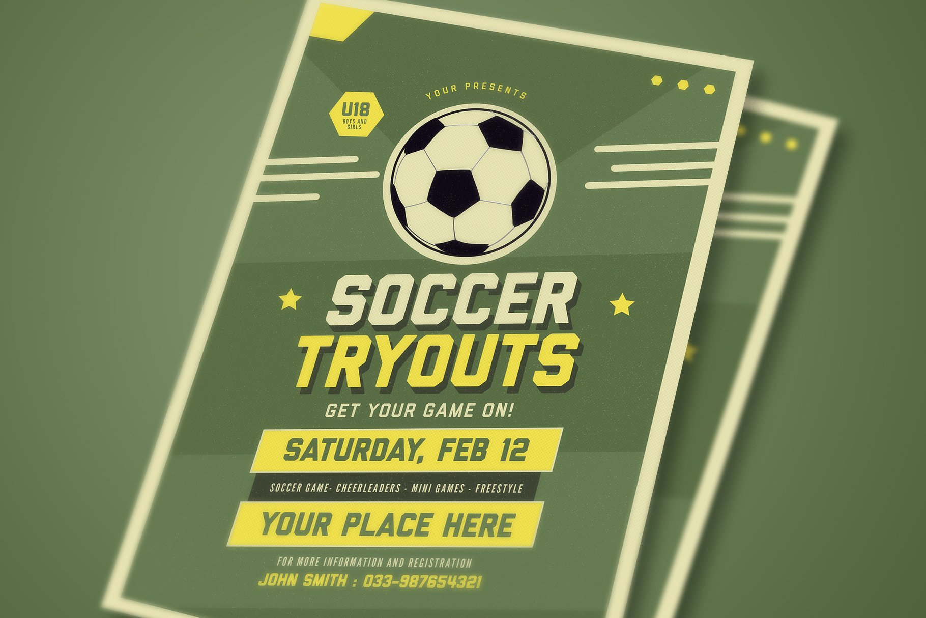 竞技体育足球比赛宣传海报 Old Soccer Tryout