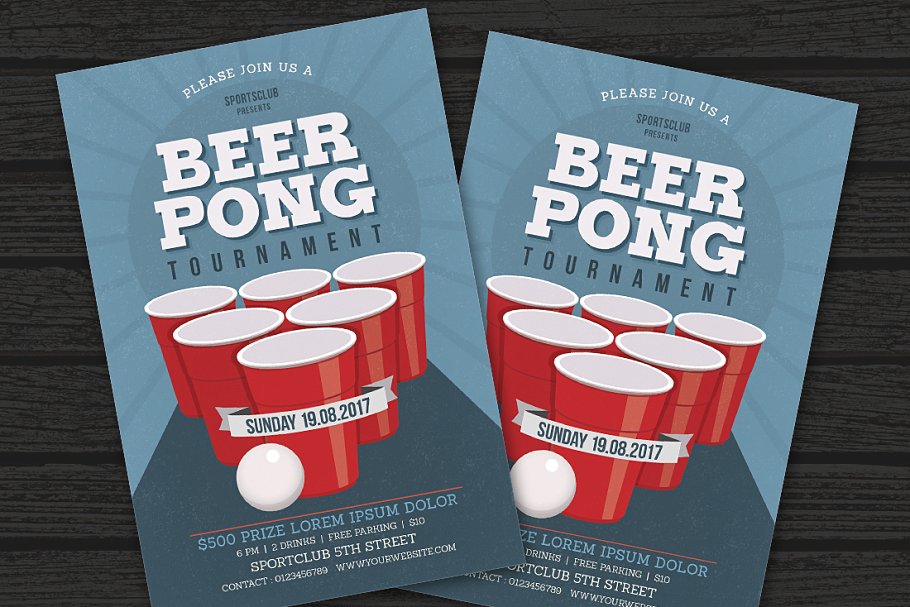 啤酒节个性聚会传单模板 Beer Pong Party Fl