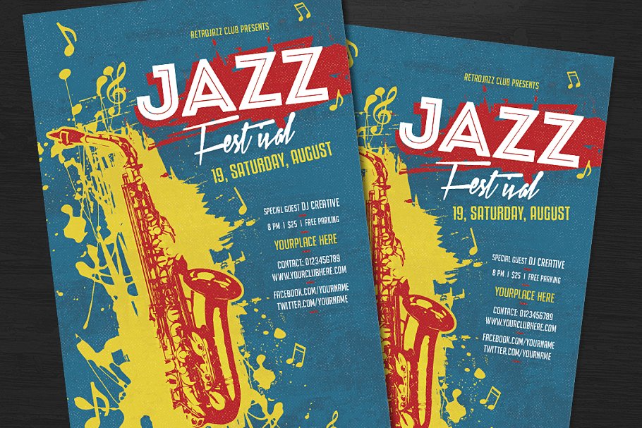 怀旧爵士音乐海报设计 Jazz Festival Flyer