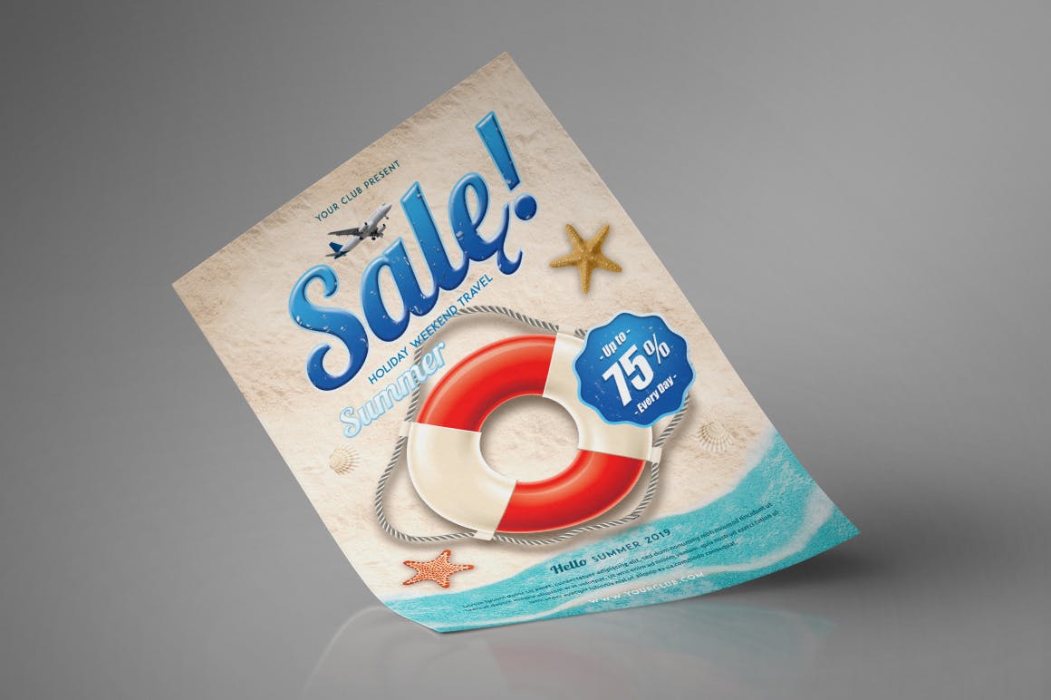 游泳圈创意泳池广告PSD模板下载summer-sale-ho
