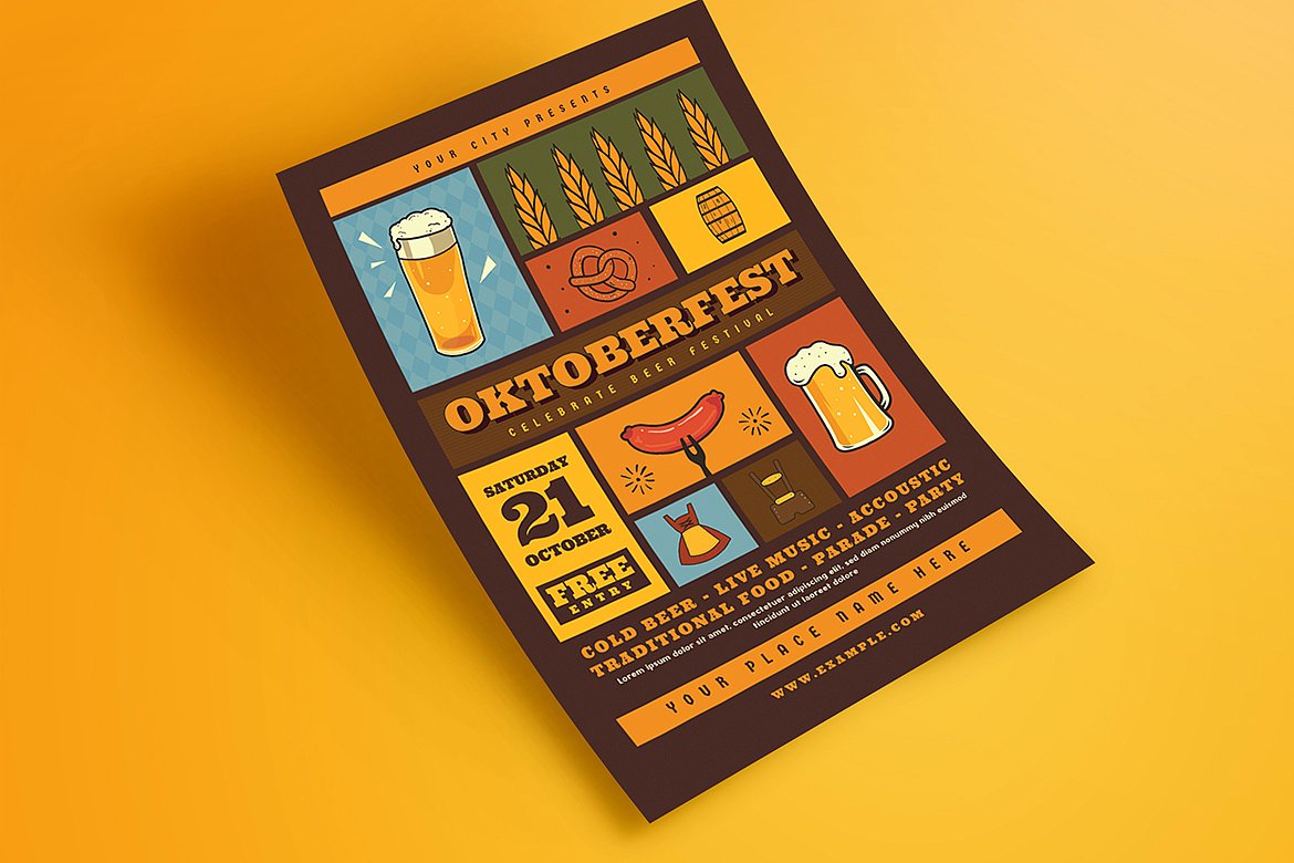 啤酒节活动传单模板 Oktoberfest Event Fl