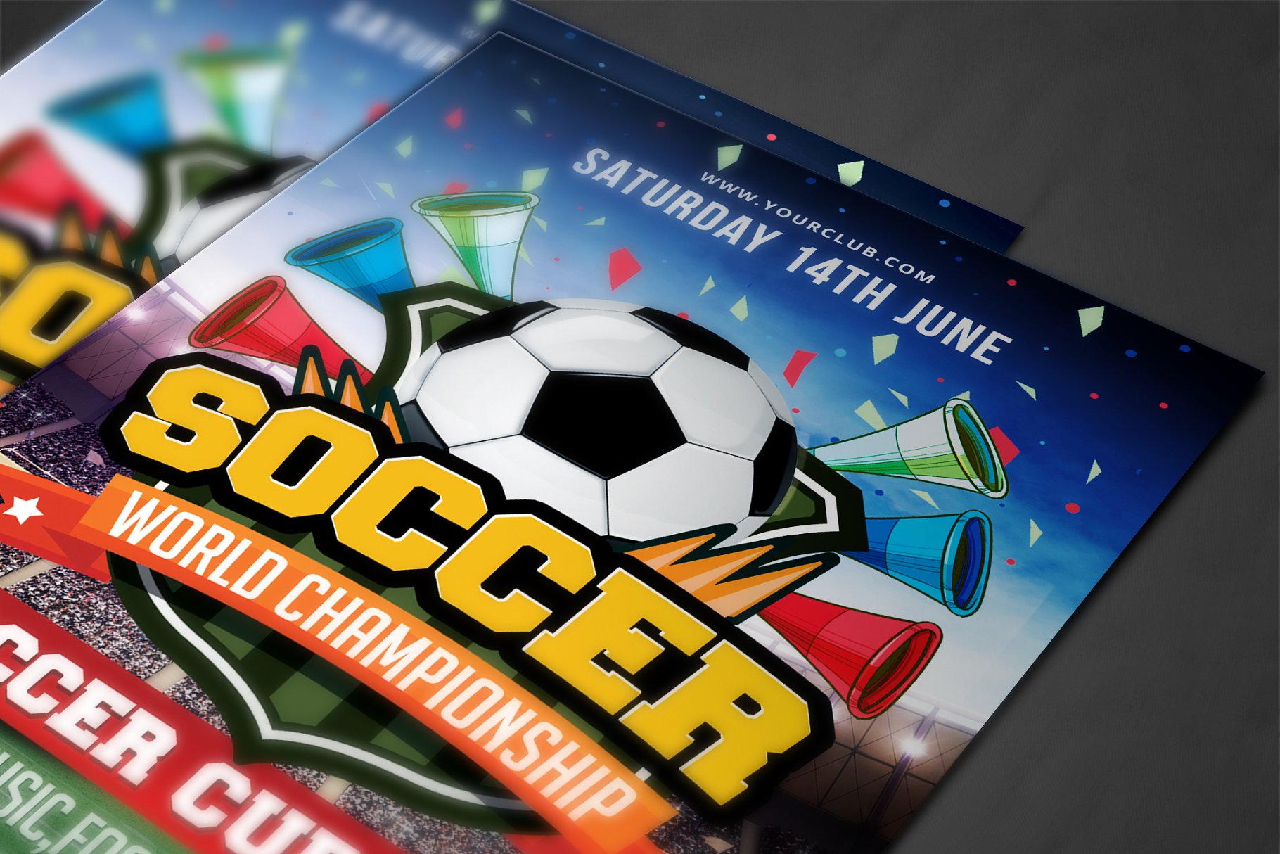 世界足球锦标赛宣传单模板 Soccer World Cham