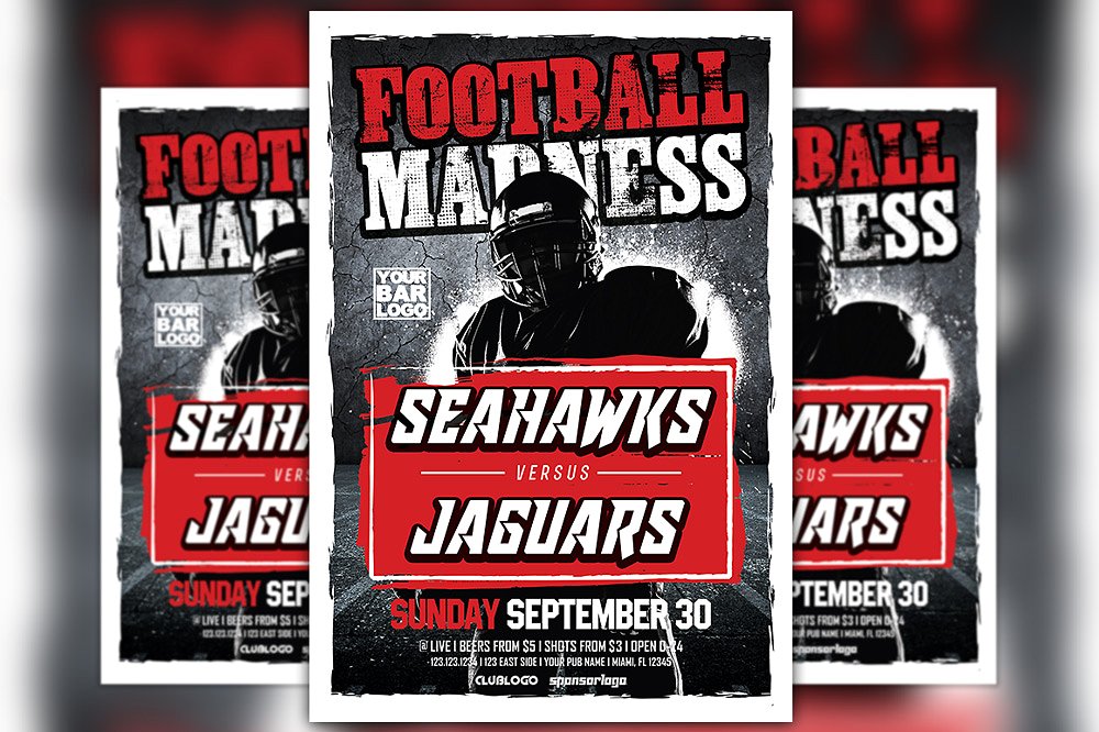 酷炫足球运动海报设计 Football Madness Sp