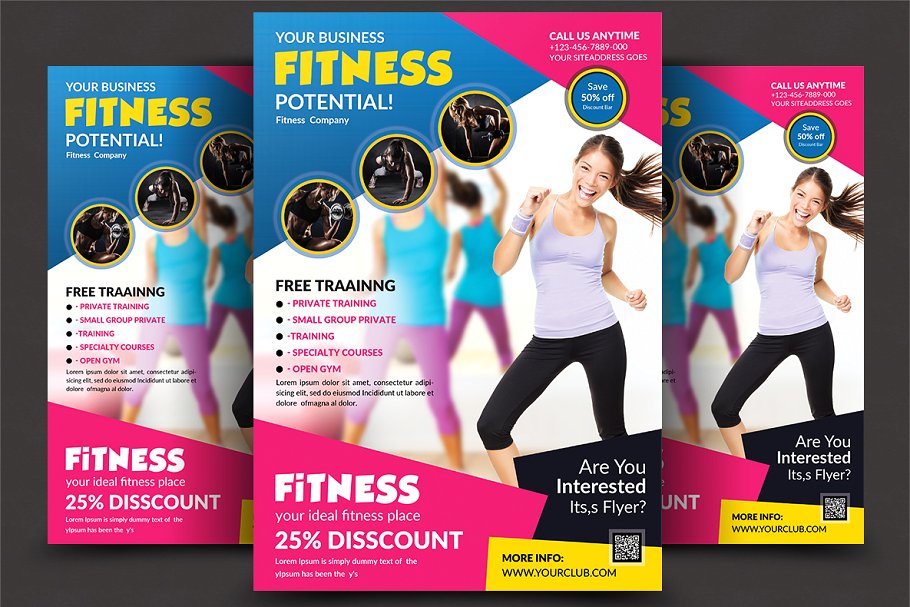 健身广告海报设计 Fitness Flyer #132075