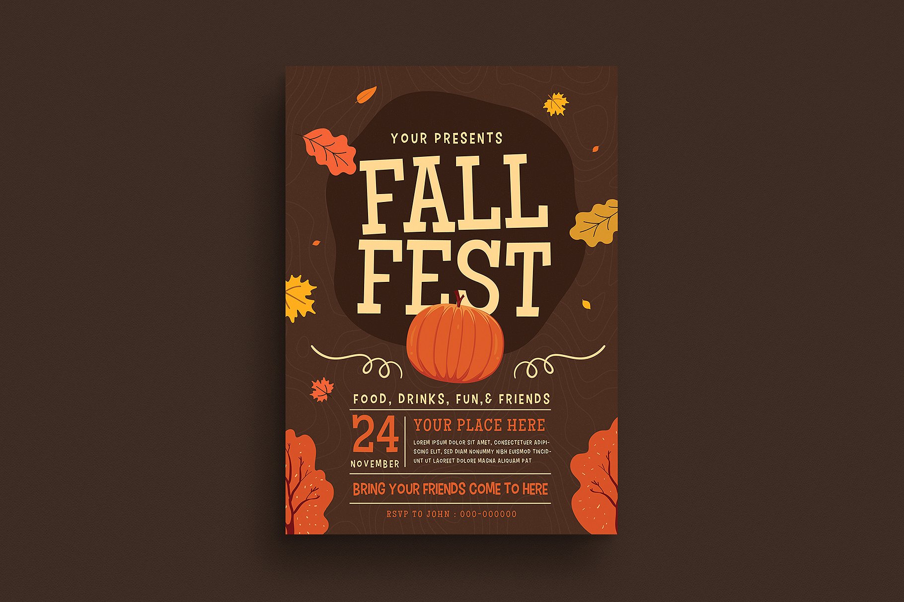 感恩节秋季元素海报设计 Fall Festival Flye