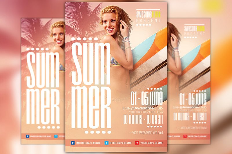 海滩度假海报背景 Summer Flyer Template