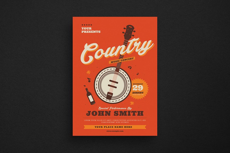 复古音乐海报制作 Country Music Flyer #