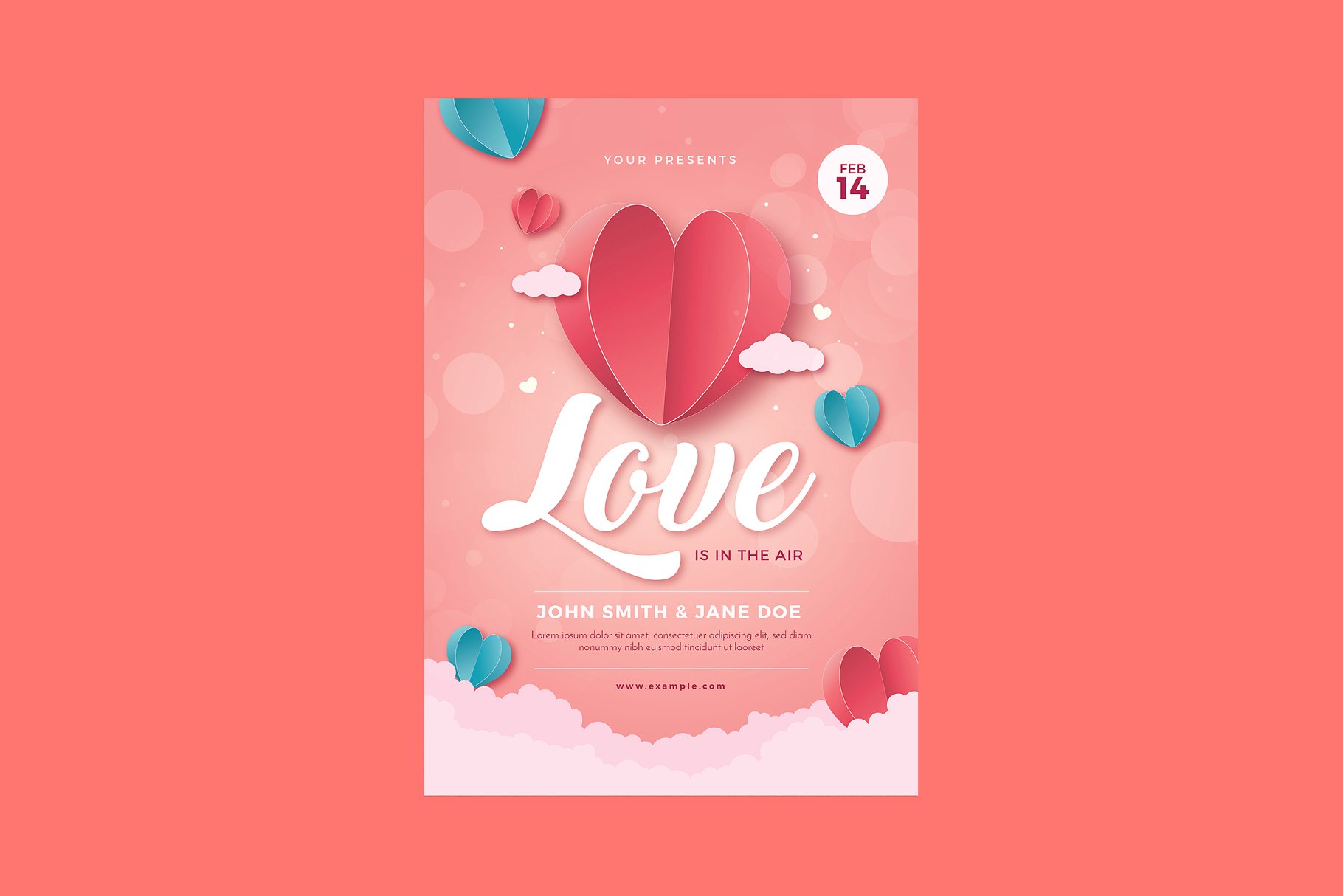 可爱的情人节爱心海报设计 Valentine Event F