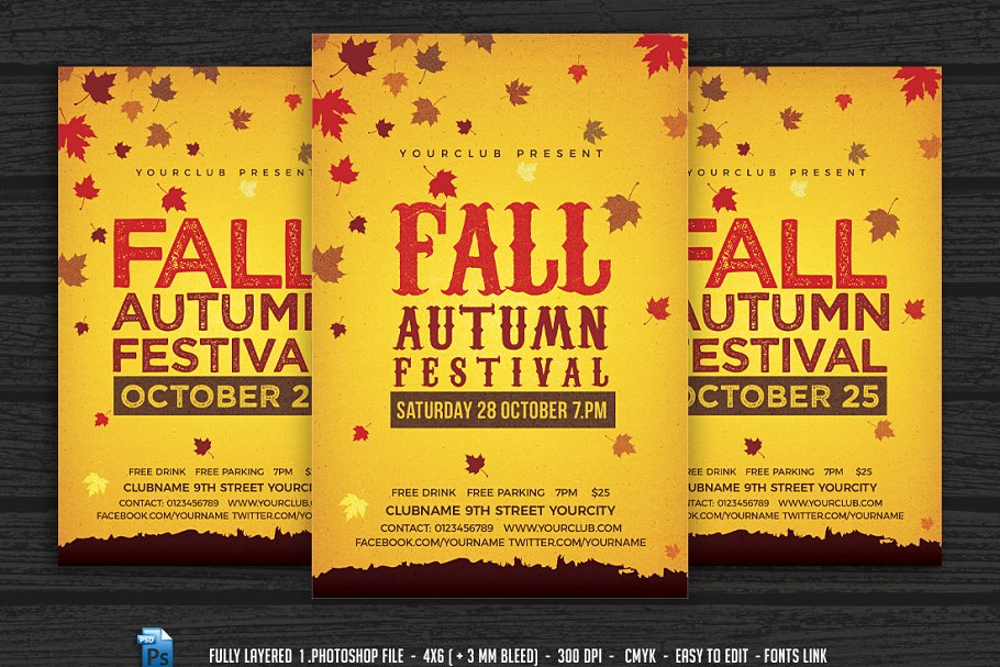 秋季节日海报设计 Fall Autumn Festival