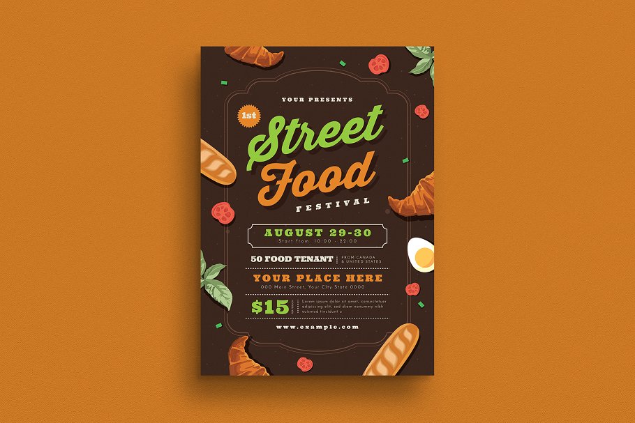 美食节海报设计模板 Street Food Festival