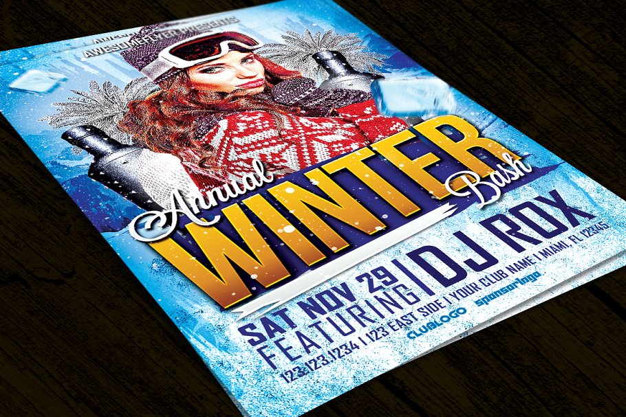 冬季人物促销海报设计模板 Annual Winter Bas
