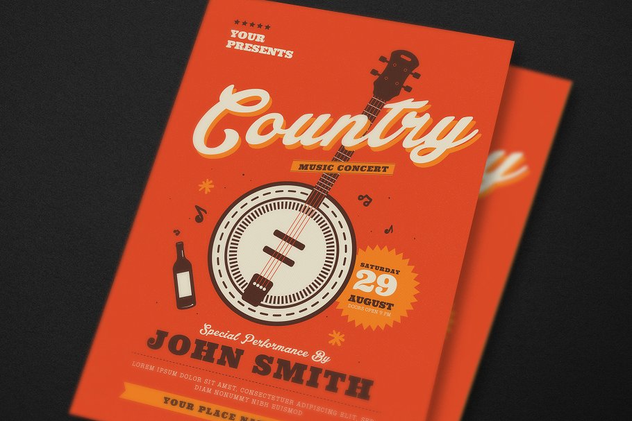 复古音乐海报制作 Country Music Flyer #