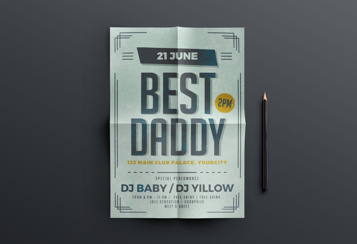 高端优雅低调复古风格的父亲节海报传单 best-daddy-