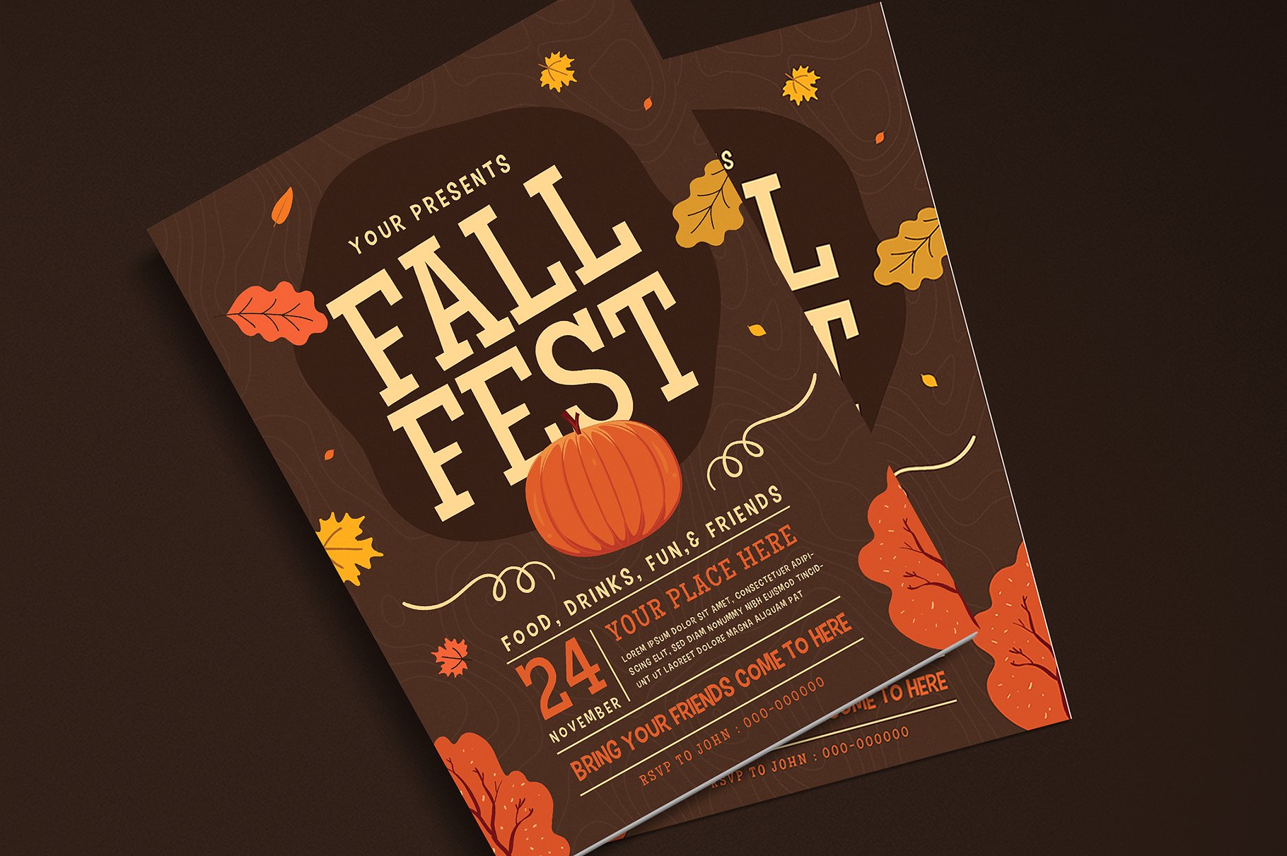 感恩节秋季元素海报设计 Fall Festival Flye