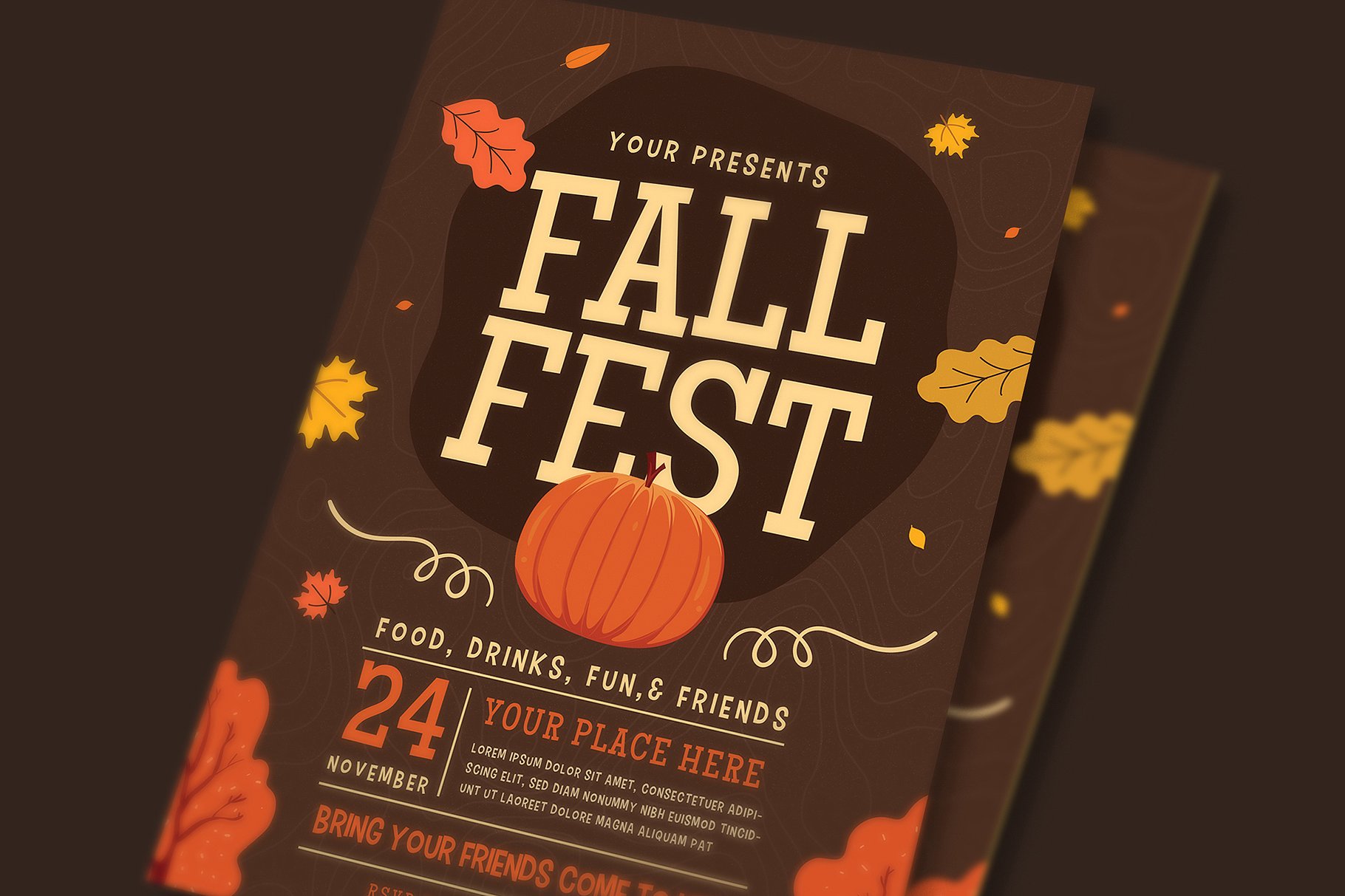 感恩节秋季元素海报设计 Fall Festival Flye