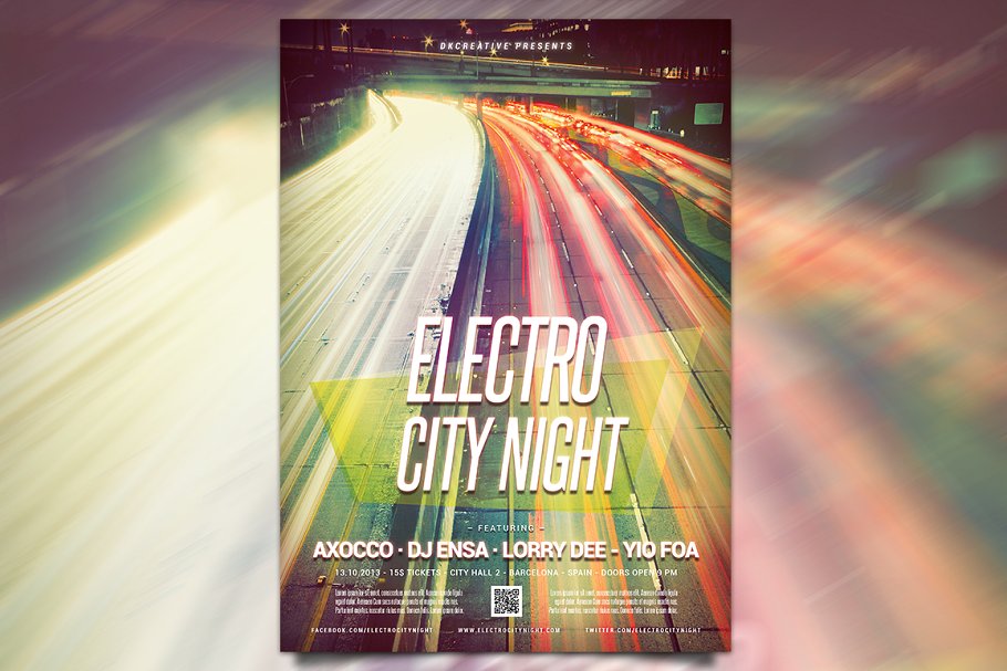 城市音乐海报制作 Electro City Night Fl