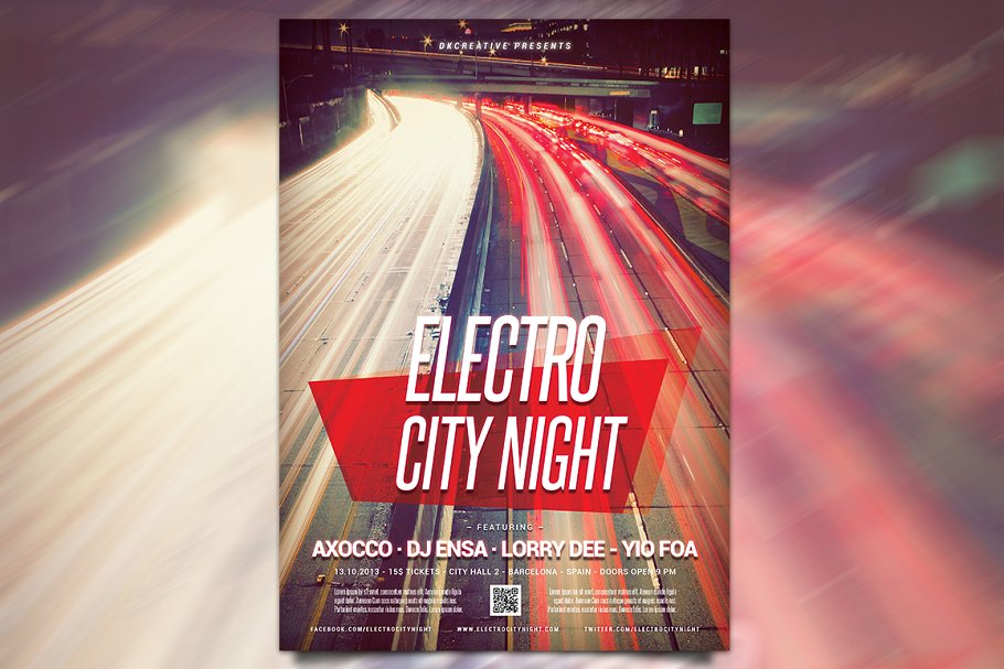 城市音乐海报制作 Electro City Night Fl