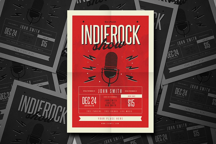 经典事件海报背景 Indierock Event Flyer