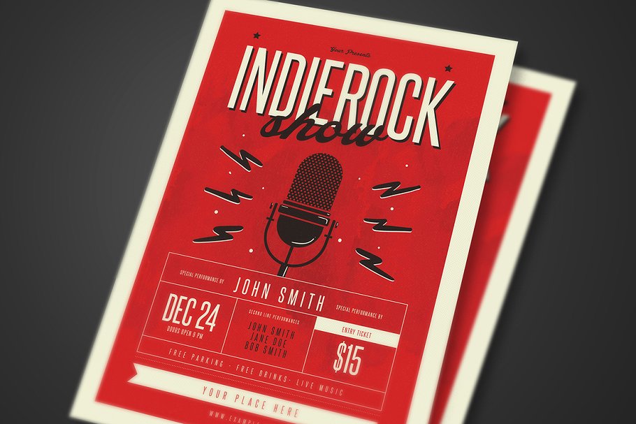 经典事件海报背景 Indierock Event Flyer