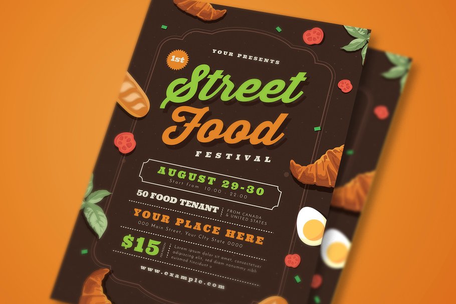 美食节海报设计模板 Street Food Festival