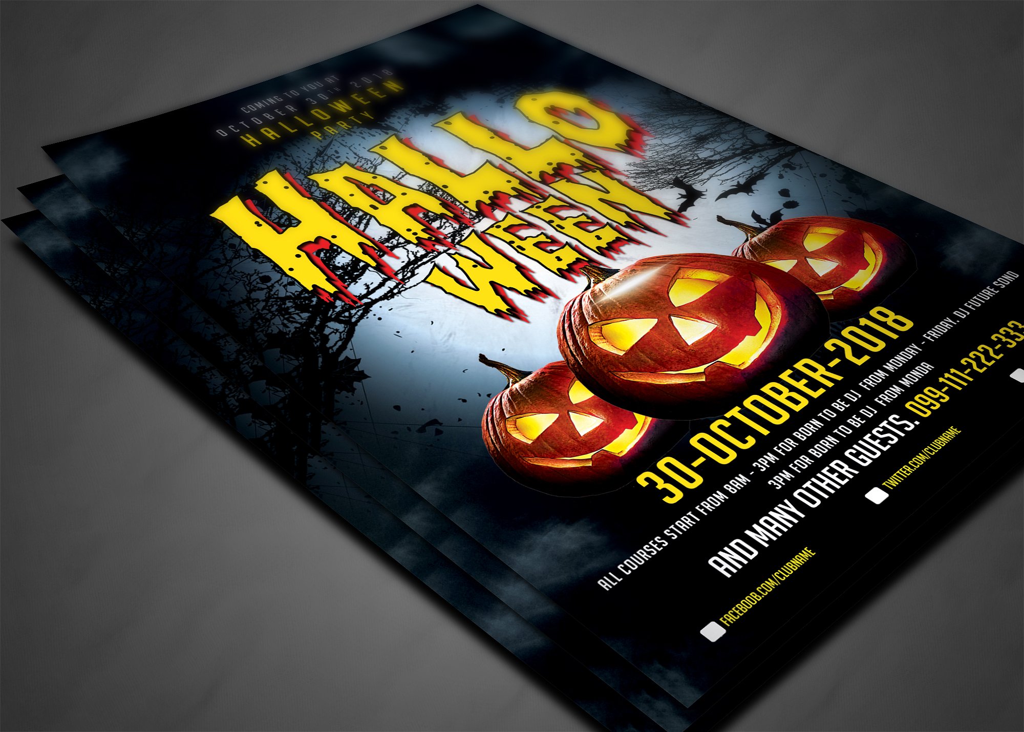 万圣节海报设计模板 Halloween Party Flye