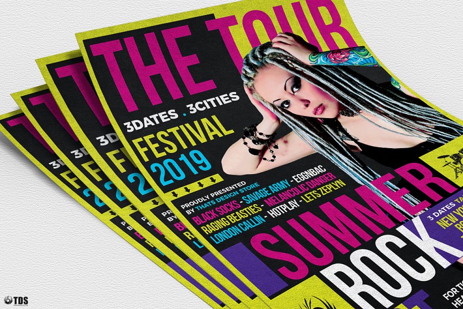 夏季摇滚音乐海报设计模板 Summer Rockfest F